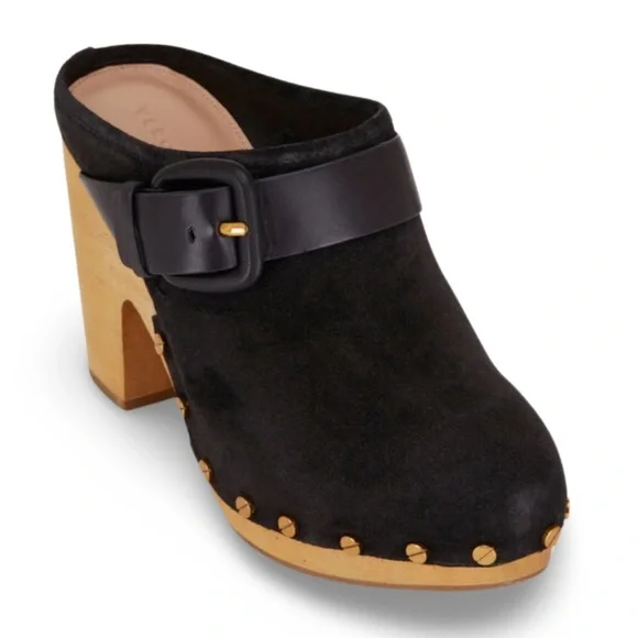 Veronica Beard Dacey Black Suede Buckle Clog - Picture 10 of 14